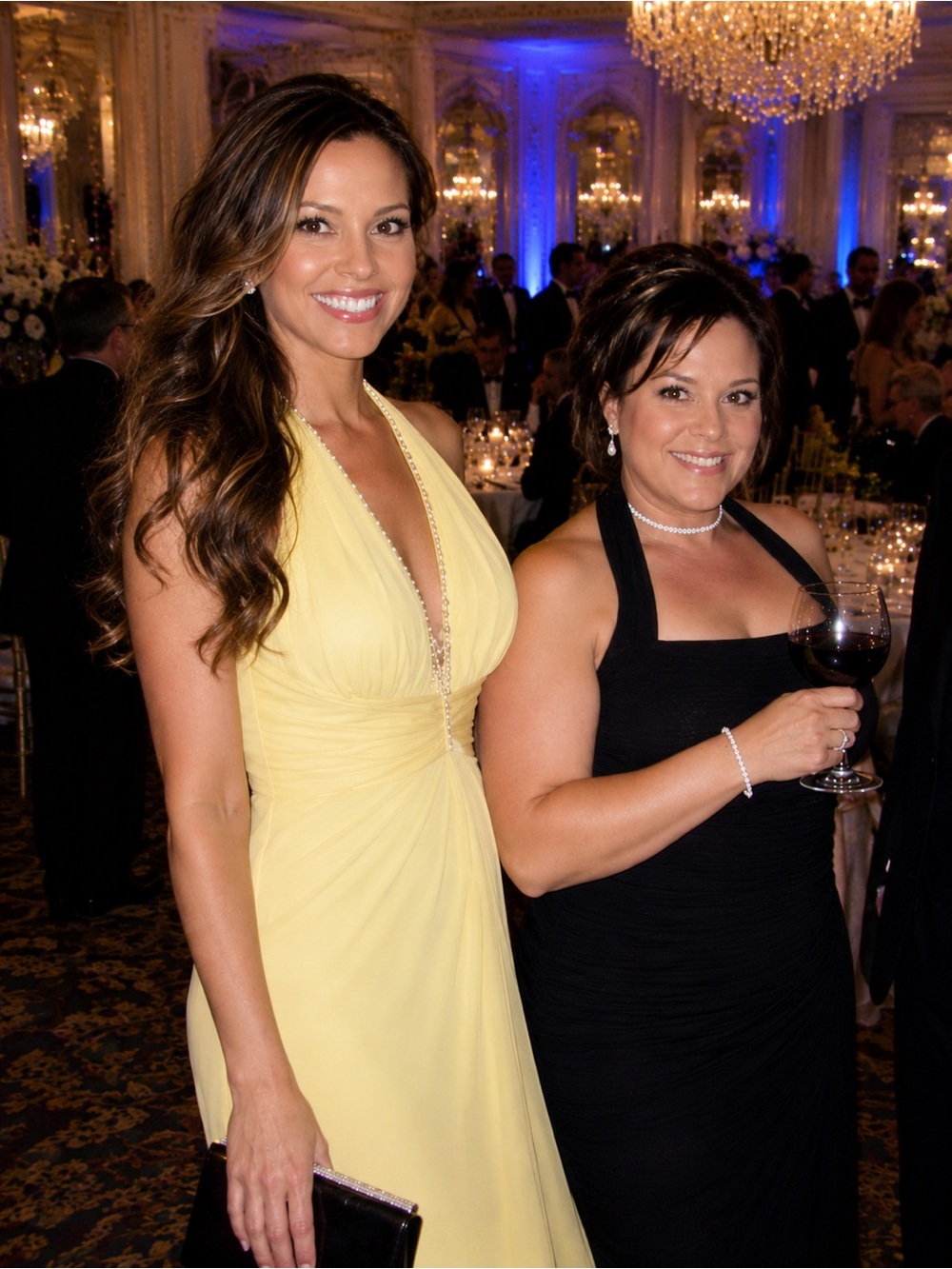 Nicole Bakti Light Yellow Beaded V-Neck Prom Gown